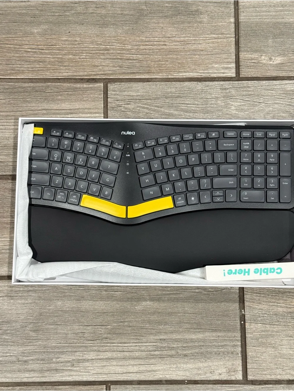 Nulea RT05B Wireless Ergonomic Keyboard Split Keyboard with Cushioned Wrist Rest